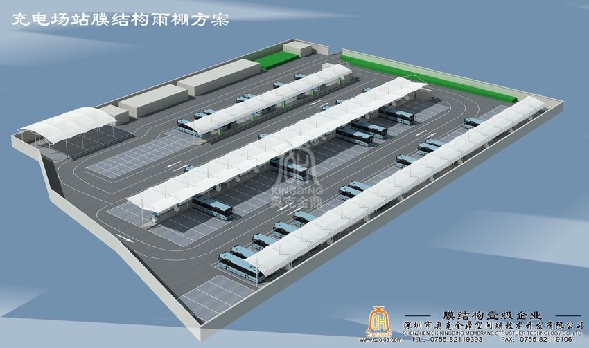 深圳巴士集團長圳公交總站充電樁加蓋膜結構